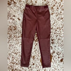 Betabrand Women’s Size S Petite Skinny Leg Jett Dress Pant Yoga Maroon Leather